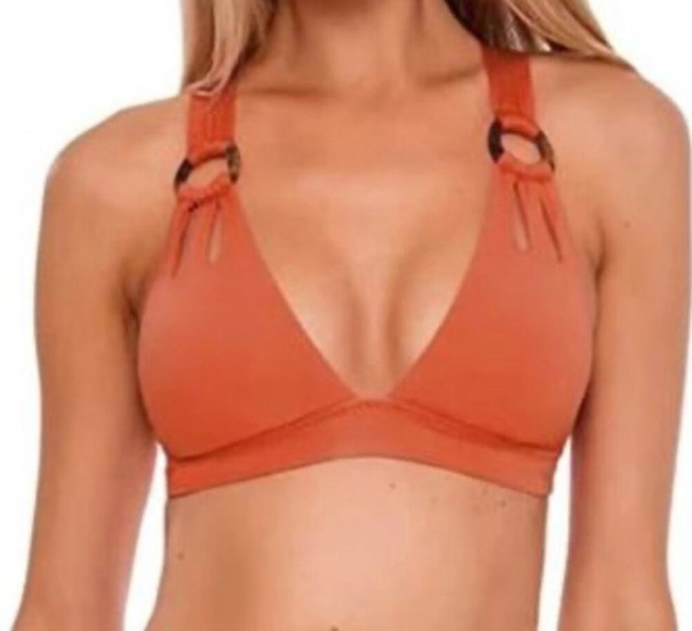 Becca Ginger Skyler Ring Halter Bikini Top S NWT